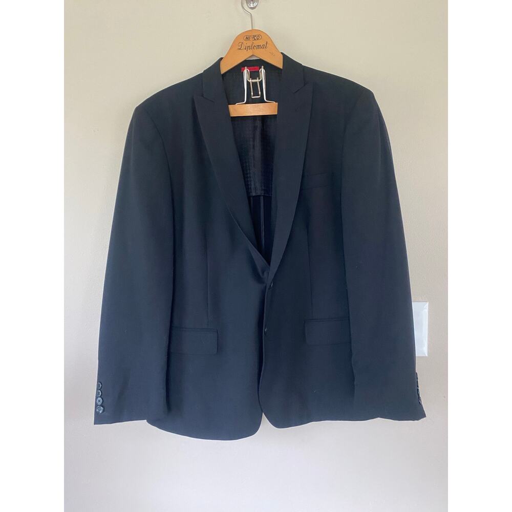 John Varvatos 44 R Black 100% Wool Sport Coat Blazer Lightweight *